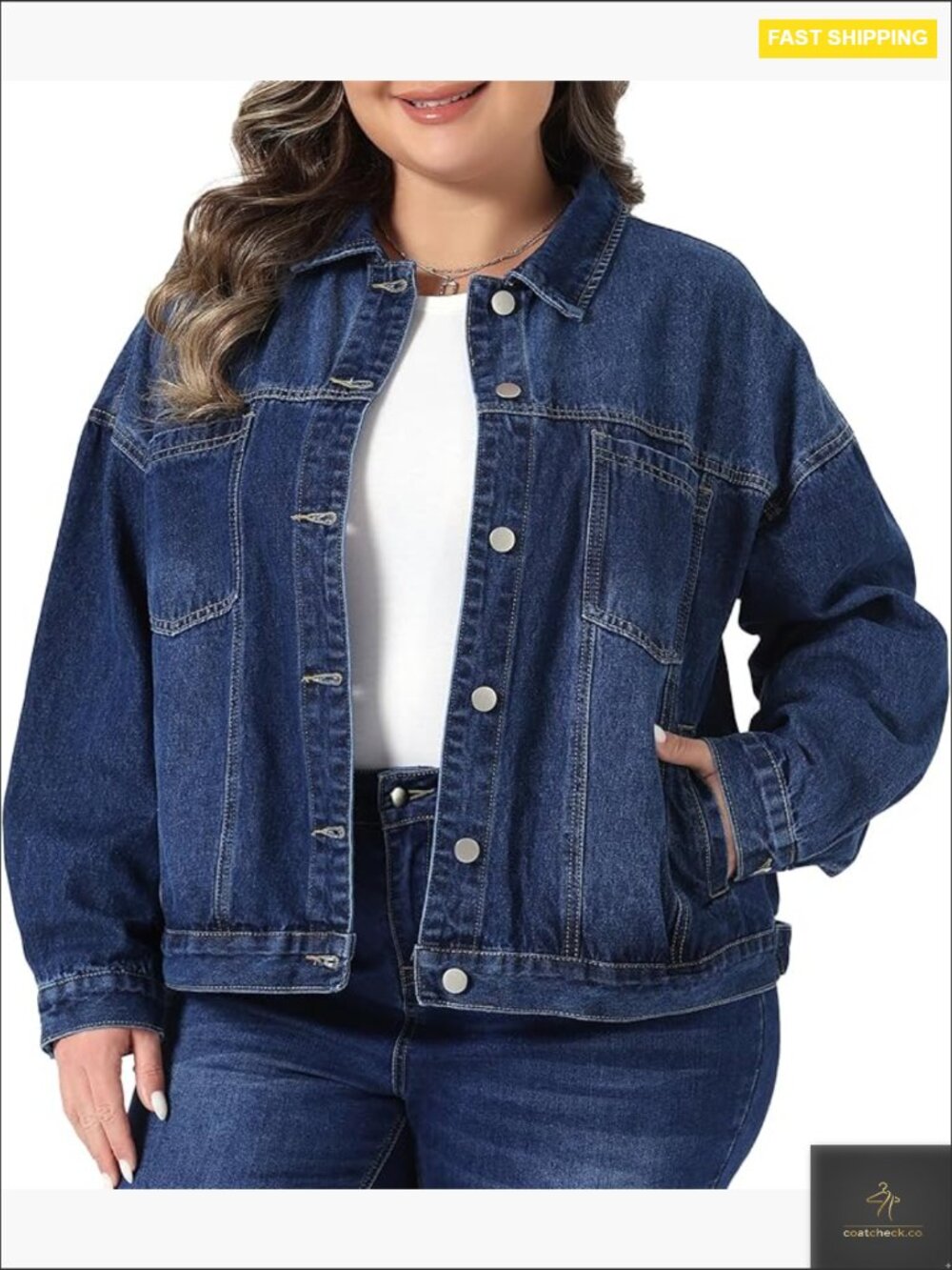 Plus Size Denim Jacket Long Sleeve Button Down Vintage Western Jean Jacket